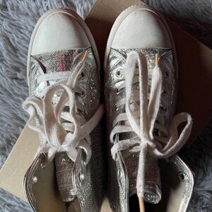 Gotta Flurt Sequin Silver Athletic Shoes for Women, Size 7.5 M, High top